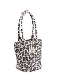 Mini Tote Çanta Beyaz Leopar Small