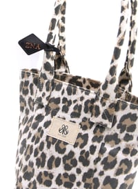 Mini Tote Çanta Beyaz Leopar Small
