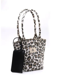 Mini Tote Çanta Beyaz Leopar Small