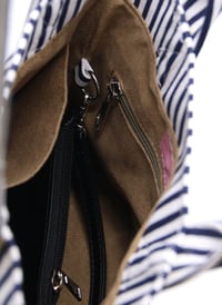 Mini Tote Çanta Çizgili Lacivert Small