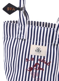 Mini Tote Çanta Çizgili Lacivert Small