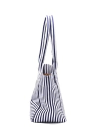 Mini Tote Çanta Çizgili Lacivert Small