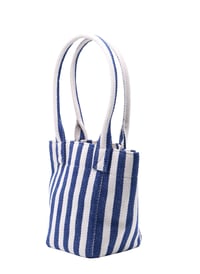 Mini Tote Çanta Kalın Lacivert Çizgili Small