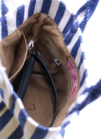 Mini Tote Çanta Kalın Lacivert Çizgili Small