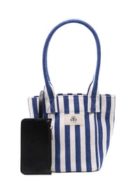 Mini Tote Çanta Kalın Lacivert Çizgili Small