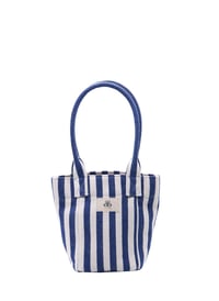 Mini Tote Çanta Kalın Lacivert Çizgili Small
