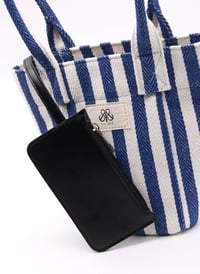 Mini Tote Çanta Kalın Lacivert Çizgili Small