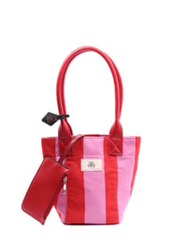 Mini Tote Çanta Kırmızı Çizgili Small