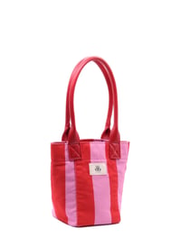Mini Tote Çanta Kırmızı Çizgili Small
