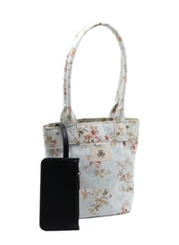 Mini Tote Çanta Mavi Çiçekli Small