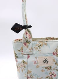 Mini Tote Çanta Mavi Çiçekli Small