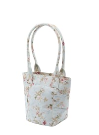 Mini Tote Çanta Mavi Çiçekli Small