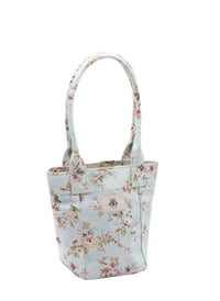 Mini Tote Çanta Mavi Çiçekli Small