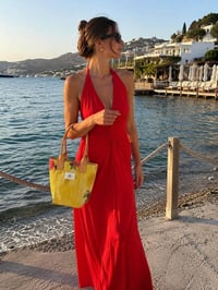 Mini Tote Çanta Sarı Çiçekli Small
