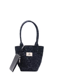 Mini Tote Çanta Siyah Leopar Small