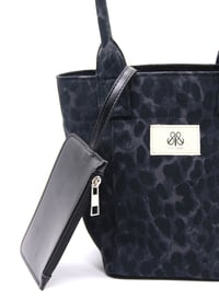 Mini Tote Çanta Siyah Leopar Small