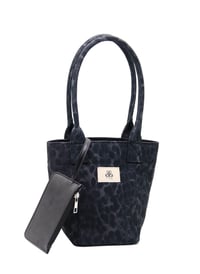 Mini Tote Çanta Siyah Leopar Small
