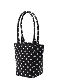 Mini Tote Çanta Siyah Puantiye Small