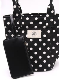 Mini Tote Çanta Siyah Puantiye Small