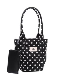 Mini Tote Çanta Siyah Puantiye Small