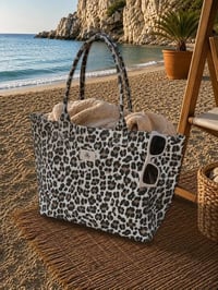 Tote Çanta Beyaz Leopar Large