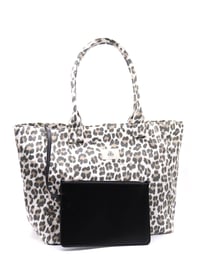 Tote Çanta Beyaz Leopar Large