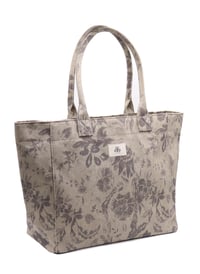 Tote Çanta Gri Çiçekli Large