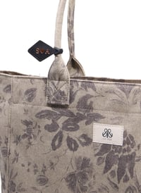Tote Çanta Gri Çiçekli Large