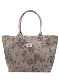 Tote Çanta Gri Çiçekli Large