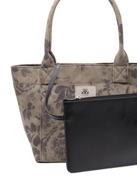Tote Çanta Gri Çiçekli Medium