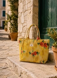 Tote Çanta Sarı Çiçekli Large