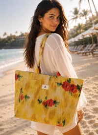 Tote Çanta Sarı Çiçekli Large