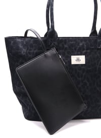 Tote Çanta Siyah Leopar Large