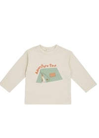 Çadır Aplikeli Tshirt 3 Ay-36 Ay Beyaz