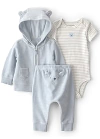 Erkek Bebek 3Lü Hırkalı Set Yenidoğan-Mavi