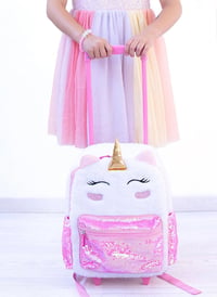 Girabrilla Magic Unicorn Trolley Pembe Pullu Payetli Kız Çoçuk Sırt Çantası