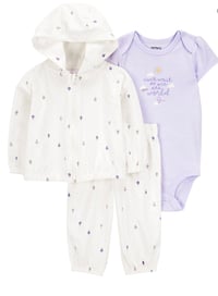 Kız Bebek Ekru 3Lü Hırkalı set 