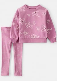 Kız Çocuk Çiçek Desenli 2Li Set