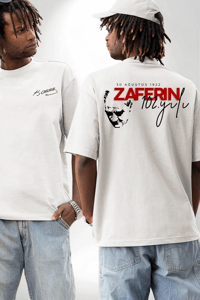 30 Ağustos Zafer Bayramı Ön Arka Baskılı Oversize Bisiklet Yaka T-shirt - Beyaz