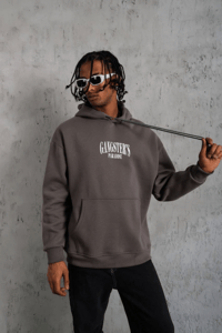 Erkek 3 İplik Pamuklu Baskılı Kapüşonlu Cepli Sweatshirt Hoodie - Gri
