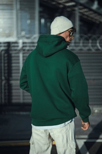 Erkek 3 İplik Pamuklu Kapüşonlu Basic SweatShirt Hoodie - Haki