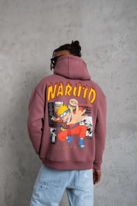 Erkek 3 İplik Pamuklu Kapüşonlu Baskılı Cepli Oversize Sweatshirt Hoodie - Gül Kurusu