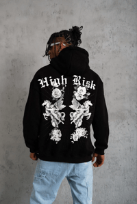 Erkek 3 İplik Pamuklu Kapüşonlu Baskılı Cepli Oversize Sweatshirt Hoodie - Siyah