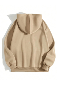 Erkek 3 İplik Pamuklu Kapüşonlu Kanguru Cepli Sweatshirt Hoodie -  Bej