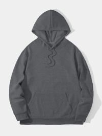 Erkek 3 İplik Pamuklu Kapüşonlu Kanguru Cepli Sweatshirt Hoodie -  Füme