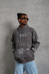 Erkek 3 İplik Pamuklu Kapüşonlu Kanguru Cepli Sweatshirt Hoodie -  Gri