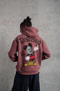 Erkek 3 İplik Pamuklu Kapüşonlu Kanguru Cepli Sweatshirt Hoodie - Gül Kurusu
