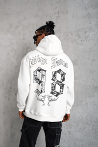 Erkek 98 Baskılı Kapşonlu 3 iplik pamuklu Sweatshirt hoodie - Beyaz