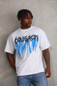 Erkek Baskılı T-Shirt Kısa Kol Bisiklet Yaka Rahat Kalıp Tişört - Beyaz