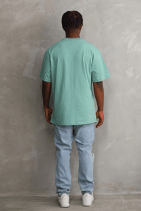 Erkek Baskılı T-Shirt Kısa Kol Bisiklet Yaka Rahat Kalıp Tişört - Mint Yeşili